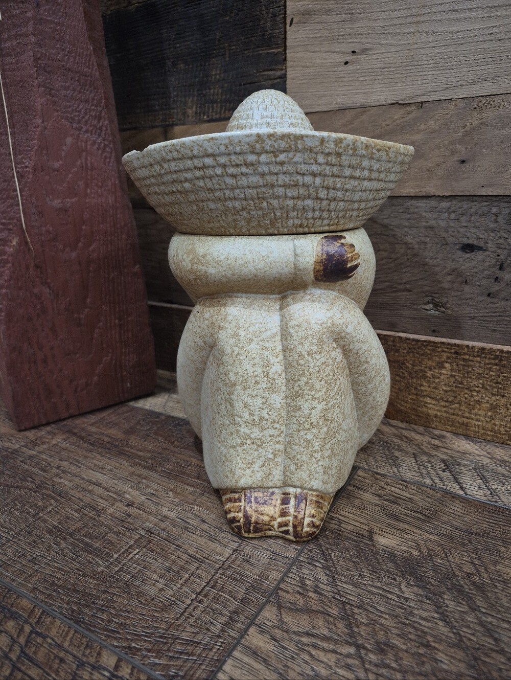 Vintage Pottery Craft USA Pancho Stoneware Folk Art Siesta Cookie Jar